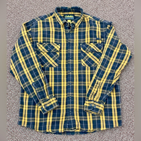 Men’s XL Tall 100% Cotton CABELA’S Heavy Duty Plaid Flannel Sportsman Work Shirt - Picture 2 of 14